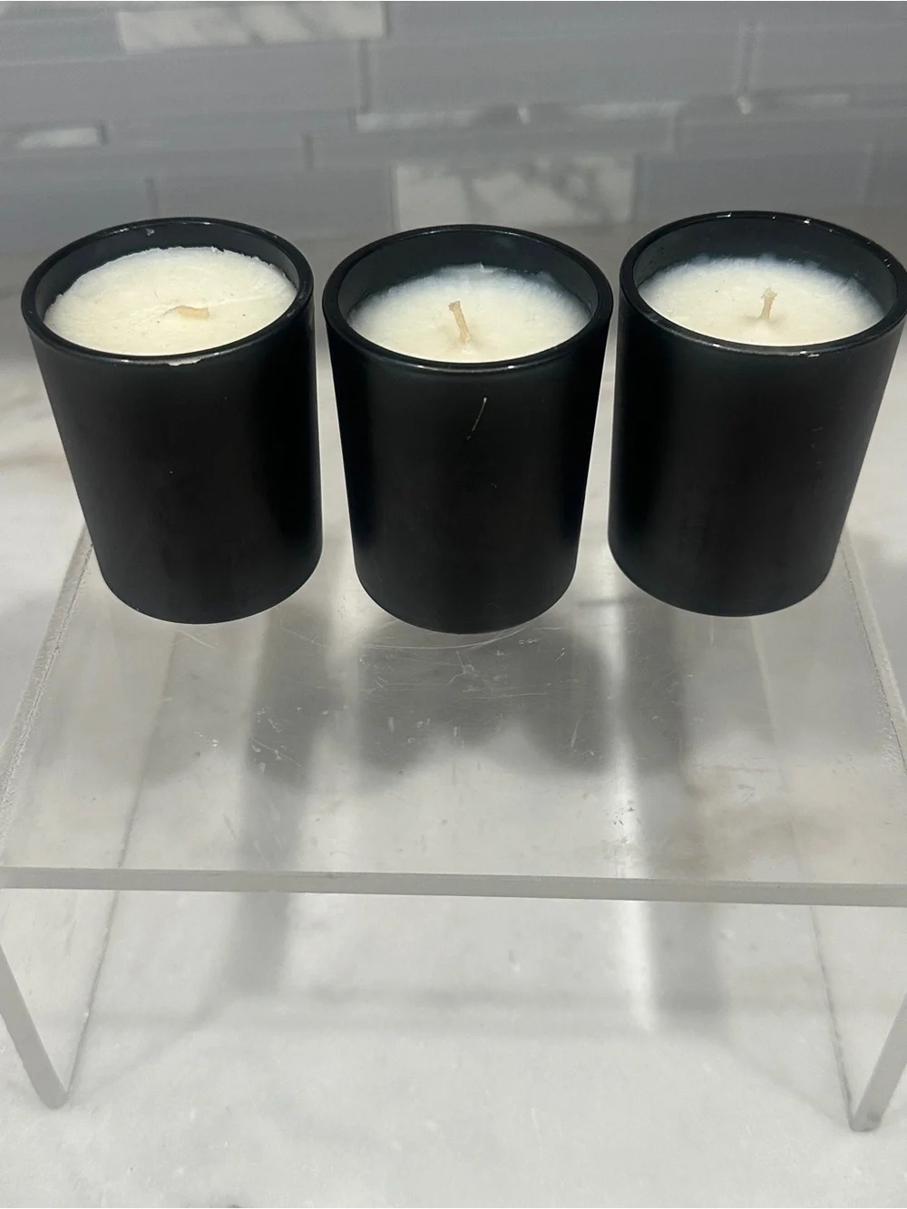 Handmade Black & Gold Soy Candle Set of 3 - Elegant Cameo Design